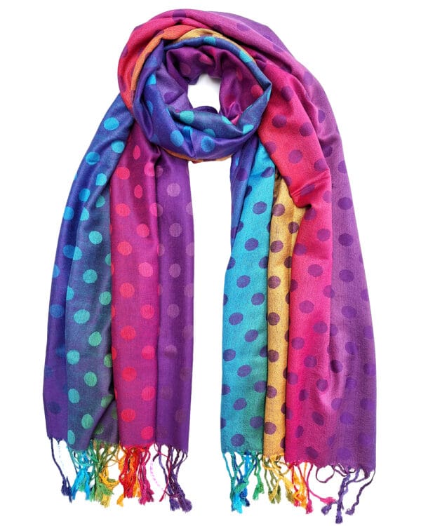 Tørklæde-lilla-med-prikker