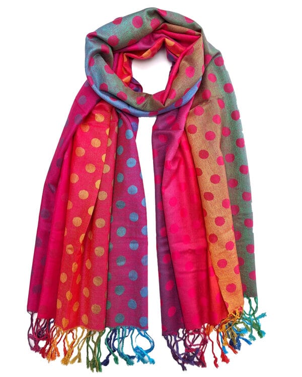 Tørklæde-pink-med-prikker