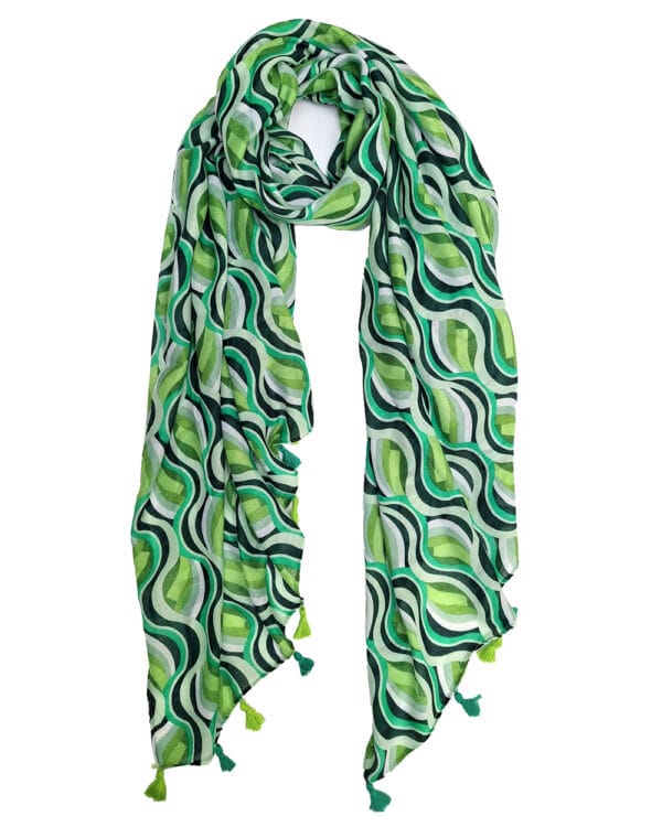 Grønt-mønstret-tørklæde-aflangt