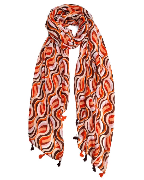 Orange-mønstret-tørklæde-aflangt