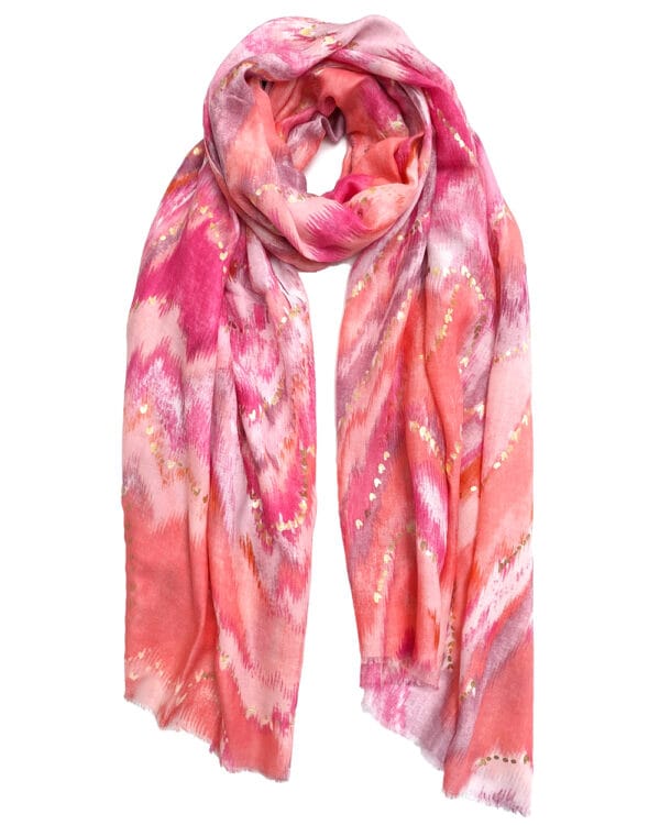Pink-orange-mønstret-tørklæde
