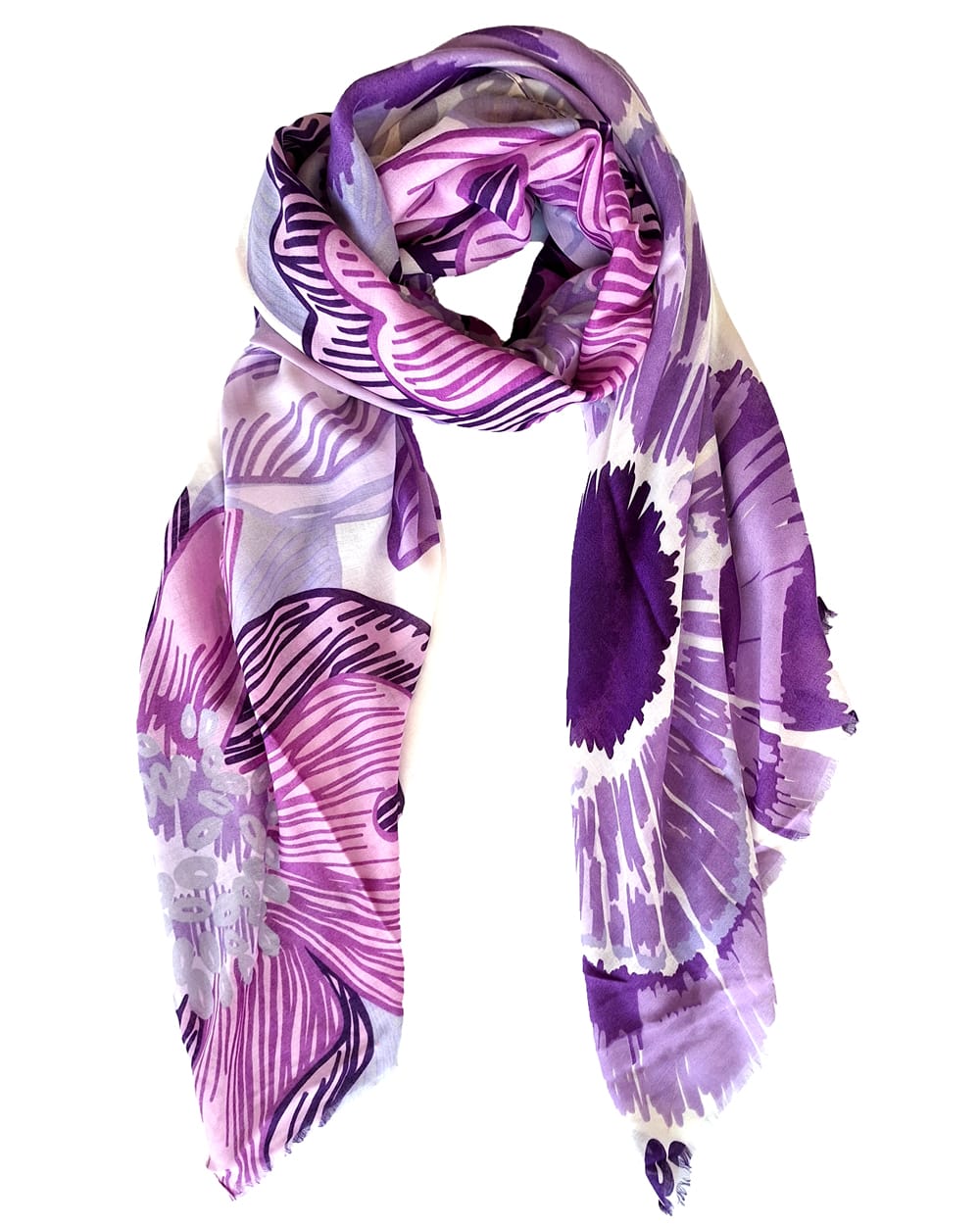 Tørklæde med lilla mønster