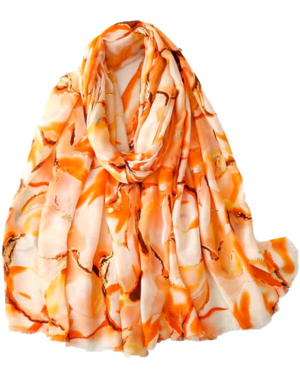 Orange-mønstret-tørklæde